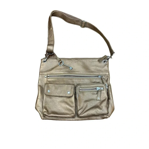 Fossil Women's Matt Bronze Leather Crossbody Bag - Picture 2 of 7